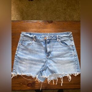 American Eagle Outfitters Light Blue Frayed Jean Shorts
